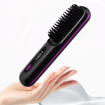 ⚡50K+ SOLD!💁‍♀️Wireless Ceramic Heating Hair Straightening Hairbrush-H1
