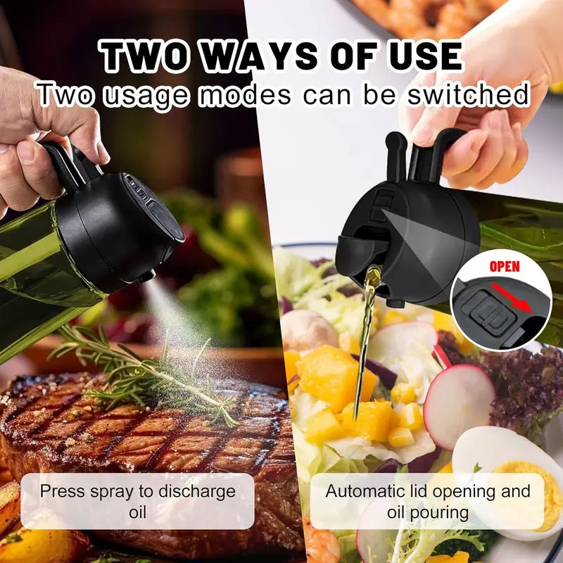 🔥Save Up To 56% Today🔥2 Count 2 in 1 Oil Sprayer for Cooking 16oz/470ml Light-Blocking Dark , Olive Oil Dispenser Bottle for Kitchen-TJY