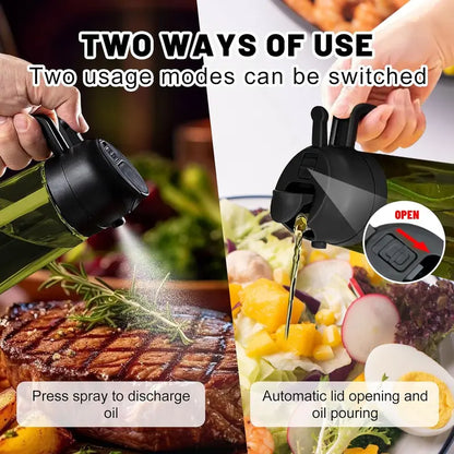 🔥Save Up To 56% Today🔥2 Count 2 in 1 Oil Sprayer for Cooking 16oz/470ml Light-Blocking Dark , Olive Oil Dispenser Bottle for Kitchen-TJY