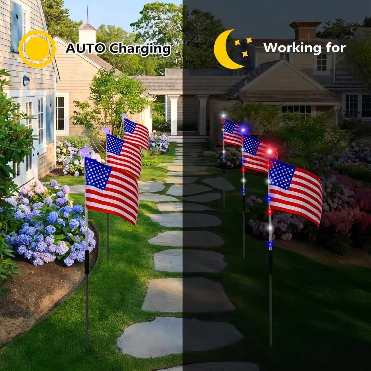 8-Piece Flag Light Set – 4th of July Decorations with 8 Lighting Modes – Ideal for Independence Day Pathways, Gardens, and Yard Decor-ABB8