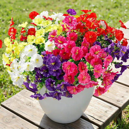 🌟🌈 Artificial Potted Plant🌹6pcs Faux Morning Glory Flower with UV Protective Function🔥-TJY
