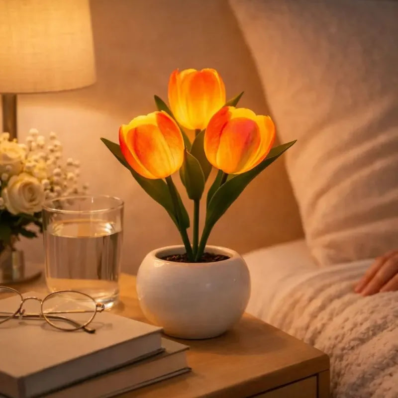 🔥LED Tulip Night Light Dimmable Plug-in Romantic Flower Lamp Artificial Bloom Mother’s Day Gift-TJY