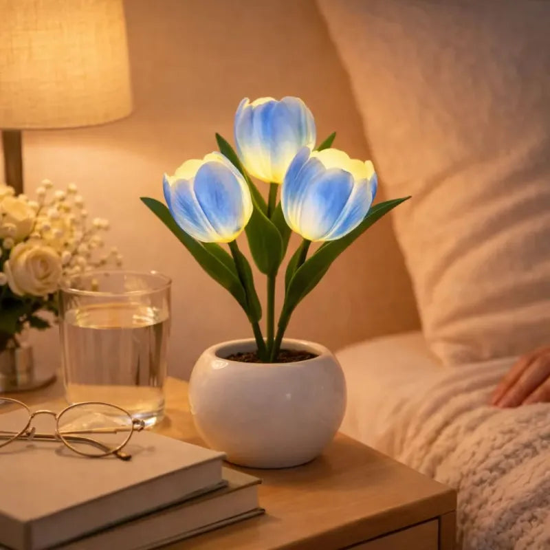 🔥LED Tulip Night Light Dimmable Plug-in Romantic Flower Lamp Artificial Bloom Mother’s Day Gift-TJY