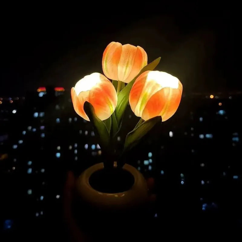 🔥LED Tulip Night Light Dimmable Plug-in Romantic Flower Lamp Artificial Bloom Mother’s Day Gift-TJY