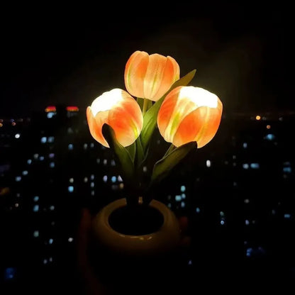 🔥LED Tulip Night Light Dimmable Plug-in Romantic Flower Lamp Artificial Bloom Mother’s Day Gift-TJY