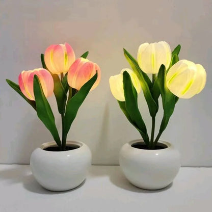 🔥LED Tulip Night Light Dimmable Plug-in Romantic Flower Lamp Artificial Bloom Mother’s Day Gift-TJY