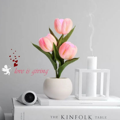 🔥LED Tulip Night Light Dimmable Plug-in Romantic Flower Lamp Artificial Bloom Mother’s Day Gift-TJY