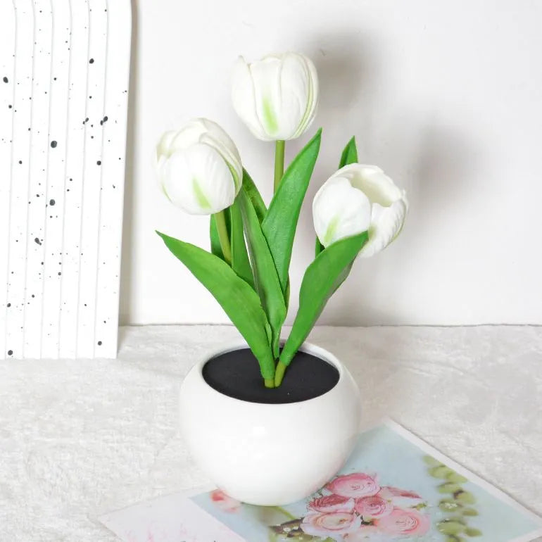 🔥LED Tulip Night Light Dimmable Plug-in Romantic Flower Lamp Artificial Bloom Mother’s Day Gift-TJY
