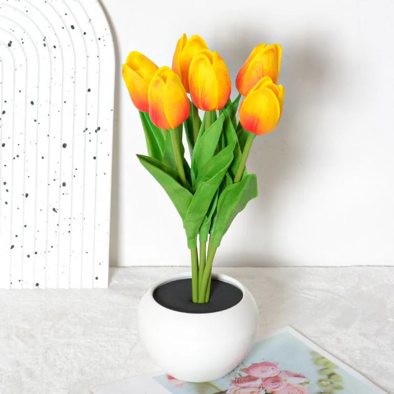 🔥LED Tulip Night Light Dimmable Plug-in Romantic Flower Lamp Artificial Bloom Mother’s Day Gift-TJY