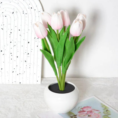 🔥LED Tulip Night Light Dimmable Plug-in Romantic Flower Lamp Artificial Bloom Mother’s Day Gift-TJY