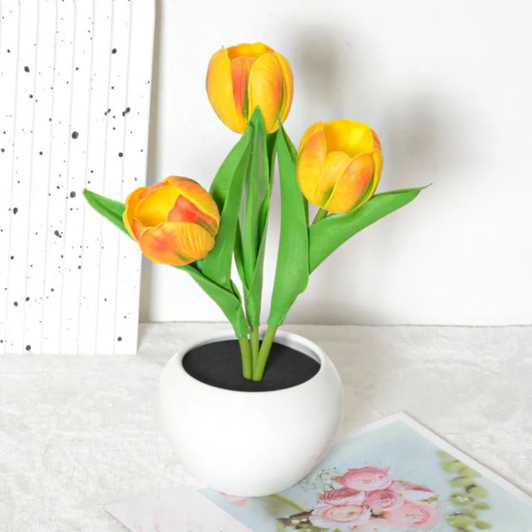 🔥LED Tulip Night Light Dimmable Plug-in Romantic Flower Lamp Artificial Bloom Mother’s Day Gift-TJY