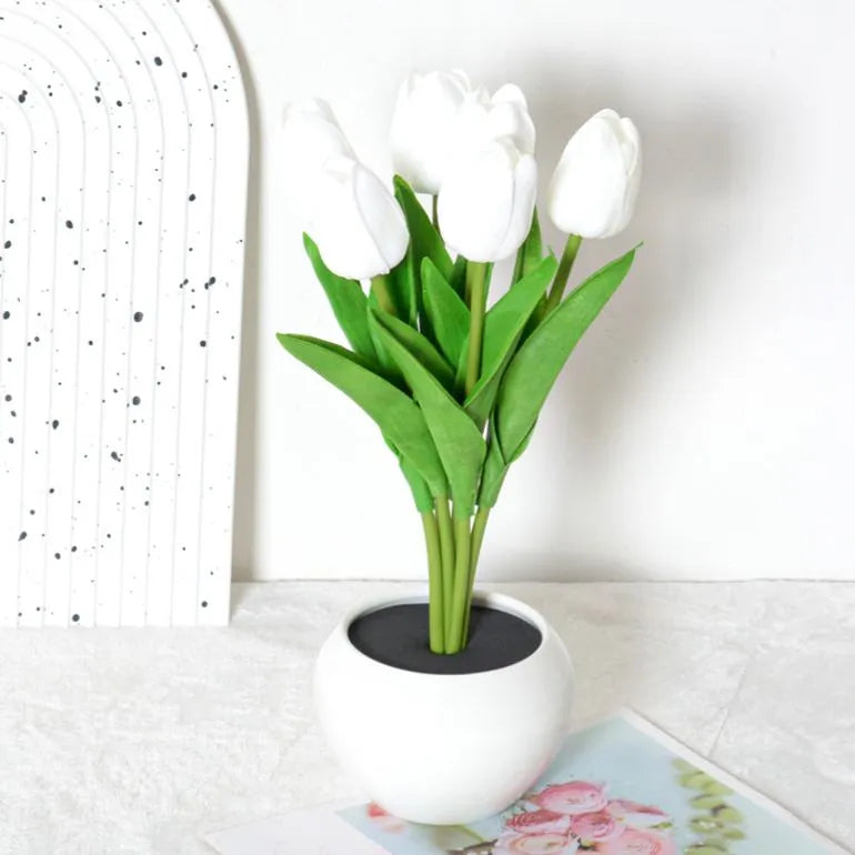 🔥LED Tulip Night Light Dimmable Plug-in Romantic Flower Lamp Artificial Bloom Mother’s Day Gift-TJY
