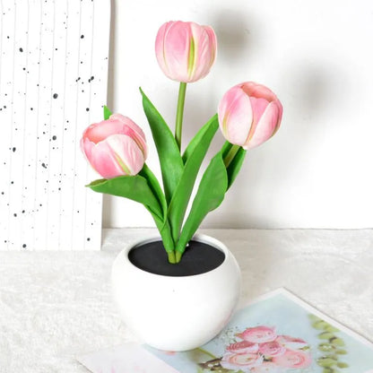 🔥LED Tulip Night Light Dimmable Plug-in Romantic Flower Lamp Artificial Bloom Mother’s Day Gift-TJY
