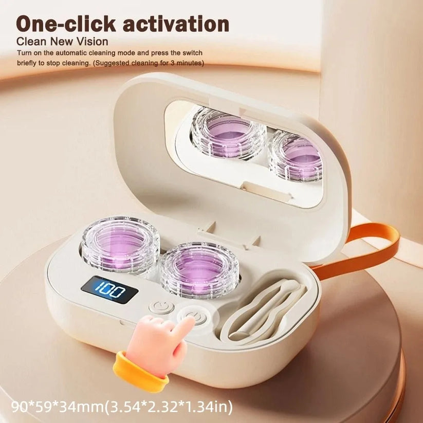 🎁BIG DEAL 50% OFF✨Ultrasonic Rechargeable Contact Lens Cleaner with Vanity Mirror -ABB8