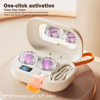 🎁BIG DEAL 50% OFF✨Ultrasonic Rechargeable Contact Lens Cleaner with Vanity Mirror -ABB8