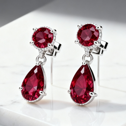 Ruby Teardrop Dangle Earrings