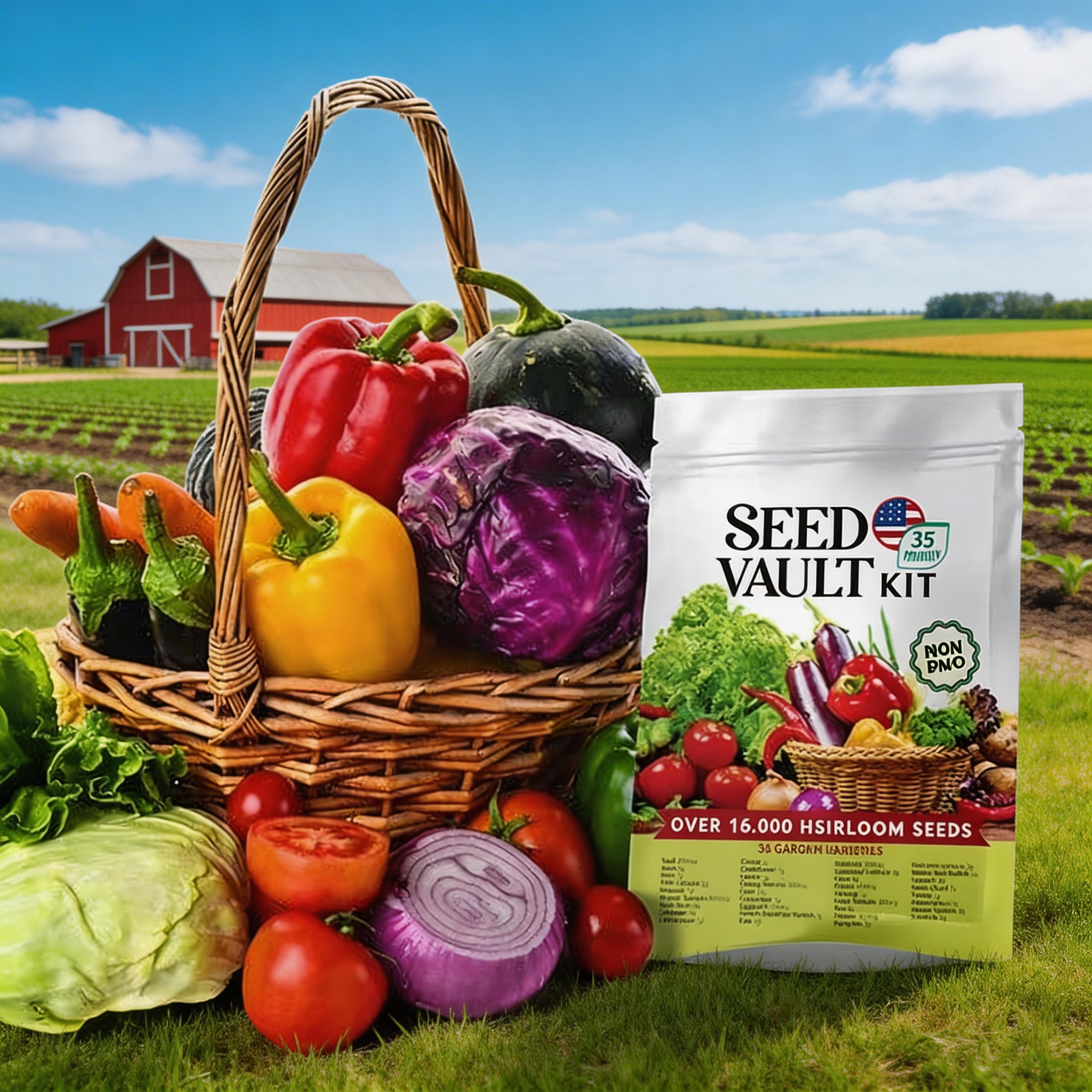 🔥2026 Ultimate Survival Seed Vault | 35 Varieties, 16,000+ Non-GMO Heirloom Vegetable Seeds - A926