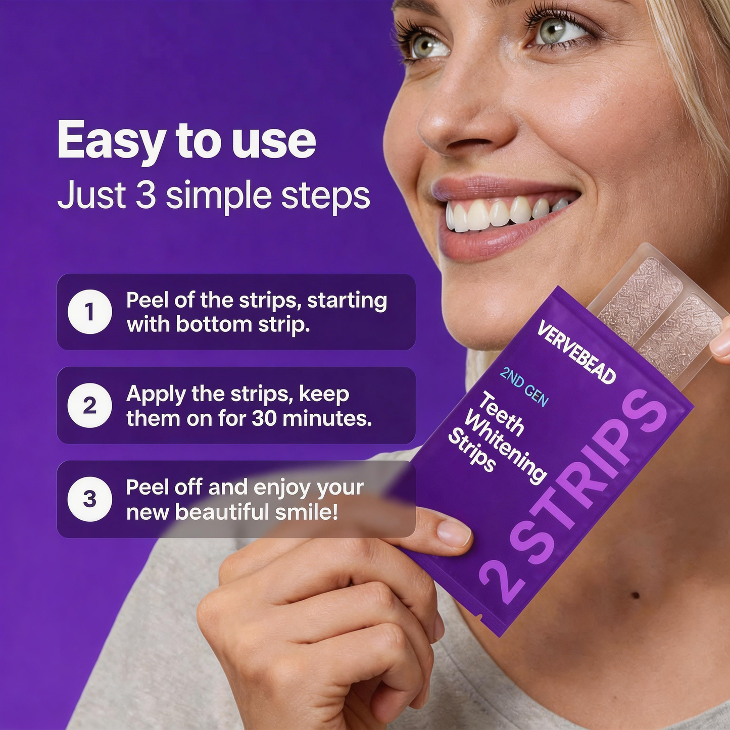 🚨¡60% DE DESCUENTO ÚLTIMO DÍA! - VERVEBEAD Purple Teeth Whitening Strips™ - A926