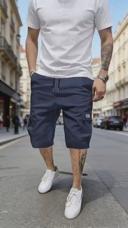 🏆3-Piece 🔥 Men's Shorts Set - Brown Black & Green - Slanted Pockets - Versatile Casual Wear - 3-Piece Bottoms for Everyday Use Menswear Overalls shorts men-TJY