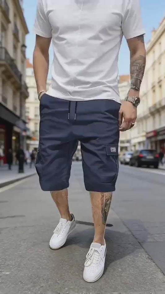 🏆3-Piece 🔥 Men's Shorts Set - Brown Black & Green - Slanted Pockets - Versatile Casual Wear - 3-Piece Bottoms for Everyday Use Menswear Overalls shorts men-TJY