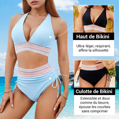 🎁Buy 2 Get 40% Off🎁💃High Waisted Tummy Control Color Block Bikini Set-ABB8